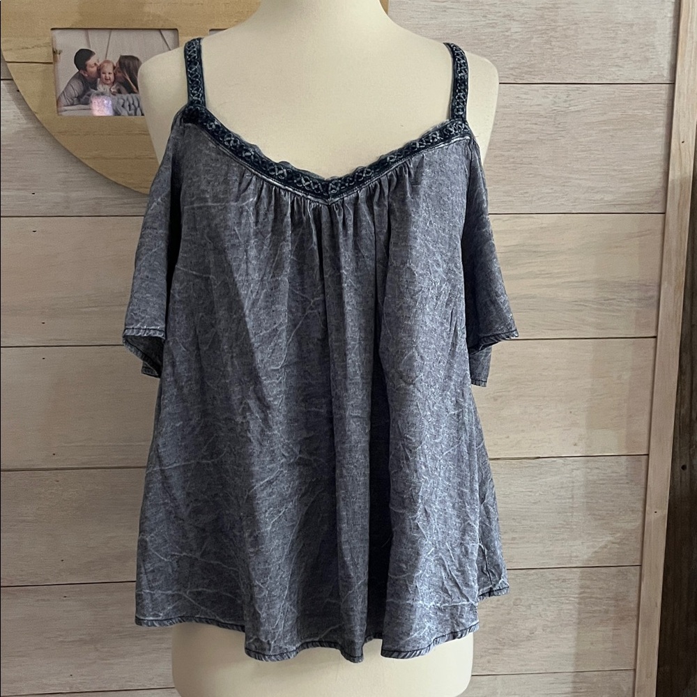 Altar'd State Charcoal Off-Shoulder Blouse M